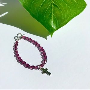 Handmade purple beaded adjustable bracelet